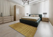 Machine Washable Contemporary Dark Golden Brown Rug in a Bedroom, wshcon49