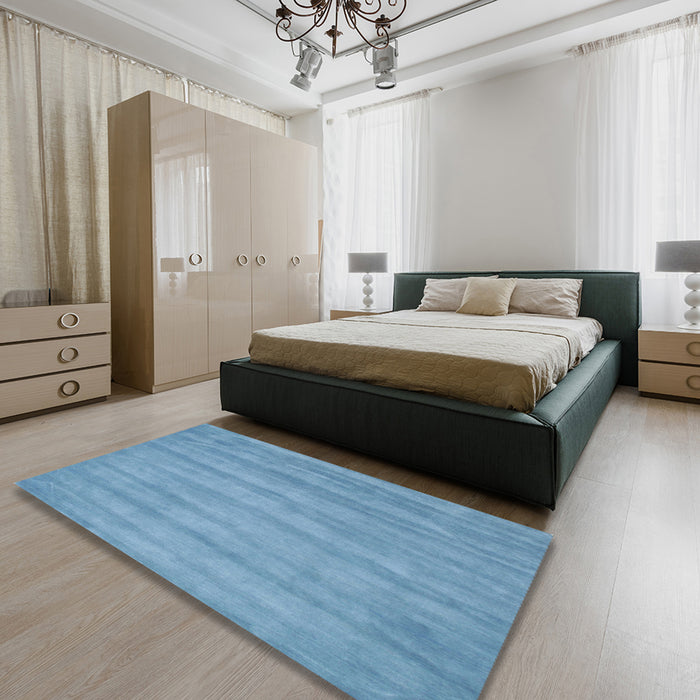Machine Washable Contemporary Blue Rug in a Bedroom, wshcon4