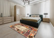 Machine Washable Contemporary Brown Red Rug in a Bedroom, wshcon501