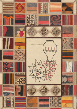 Machine Washable Contemporary Brown Red Rug, wshcon501