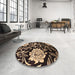 Round Contemporary Mid Gray Modern Rug in a Office, con502