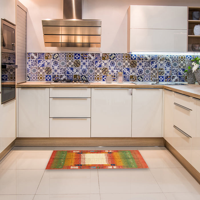 Machine Washable Contemporary Fire Red Rug in a Kitchen, wshcon504