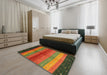 Contemporary Red Modern Rug in a Bedroom, con506