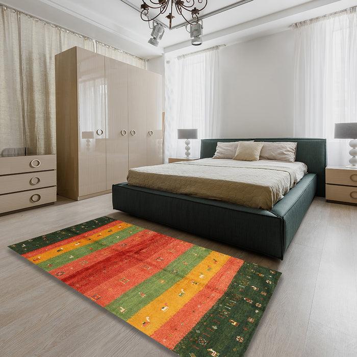Contemporary Red Modern Rug in a Bedroom, con506