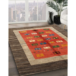 Machine Washable Contemporary Tomato Red Rug in a Family Room, wshcon509