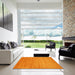 Square Contemporary Dark Orange Modern Rug in a Living Room, con50