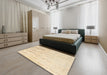 Contemporary Khaki Gold Modern Rug in a Bedroom, con510