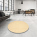 Round Machine Washable Contemporary Sun Yellow Rug in a Office, wshcon511