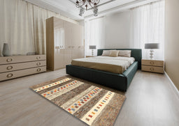 Contemporary Sienna Brown Modern Rug in a Bedroom, con514