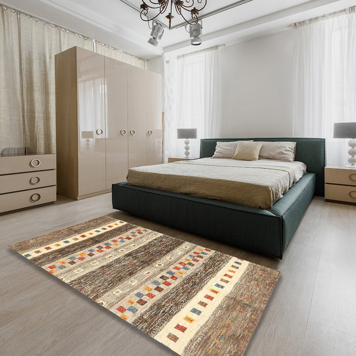 Machine Washable Contemporary Sienna Brown Rug in a Bedroom, wshcon514