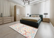 Contemporary Tan Brown Modern Rug in a Bedroom, con515