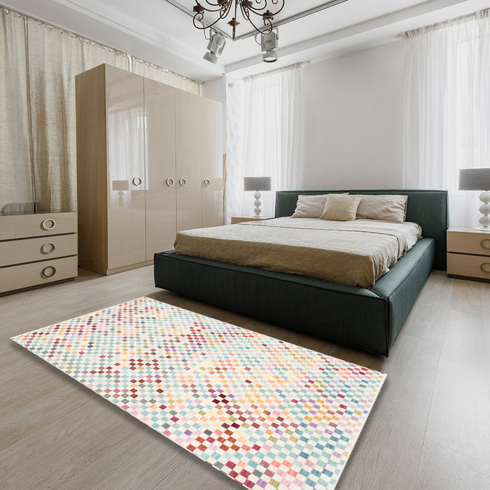 Machine Washable Contemporary Tan Brown Rug in a Bedroom, wshcon515