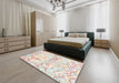 Contemporary Tan Brown Modern Rug in a Bedroom, con516