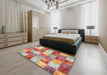 Contemporary Red Patchwork Rug in a Bedroom, con517