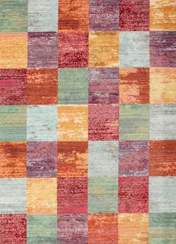 Contemporary Red Patchwork Rug, con517