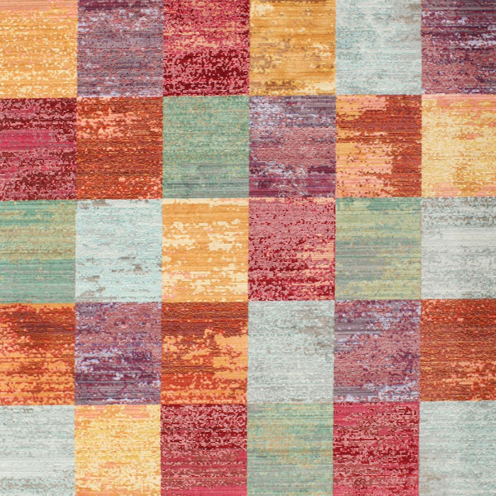 Contemporary Red Patchwork Rug, con517