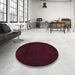 Round Machine Washable Contemporary Deep Red Rug in a Office, wshcon519