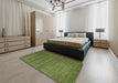 Contemporary Seaweed Green Modern Rug in a Bedroom, con51