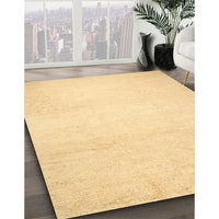 Contemporary Chrome Gold Yellow Solid Rug, con521