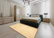 Contemporary Chrome Gold Yellow Solid Rug in a Bedroom, con521