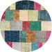 Sideview of Contemporary Sage Green Patchwork Rug, con527