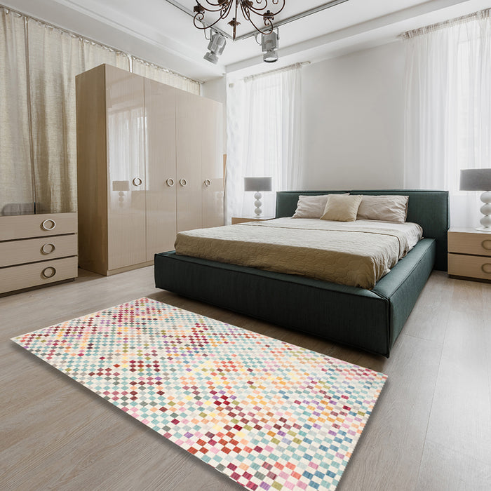 Contemporary Gold Modern Rug in a Bedroom, con528