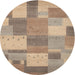 Sideview of Contemporary Dark Almond Brown Patchwork Rug, con529