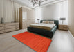 Contemporary Neon Red Modern Rug in a Bedroom, con52