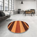 Round Machine Washable Contemporary Saffron Red Rug in a Office, wshcon530