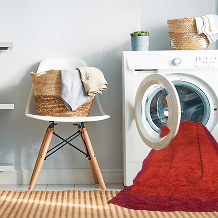 Machine Washable Contemporary Red Rug in a Washing Machine, wshcon531