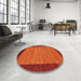 Round Contemporary Neon Red Modern Rug in a Office, con535