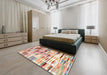 Contemporary Sunrise Orange Modern Rug in a Bedroom, con539