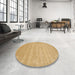 Round Contemporary Yellow Modern Rug in a Office, con53