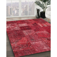 Contemporary Red Patchwork Rug, con540