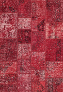 Contemporary Red Patchwork Rug, con540