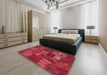 Machine Washable Contemporary Red Rug in a Bedroom, wshcon540