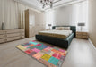 Machine Washable Contemporary Cherry Red Rug in a Bedroom, wshcon541