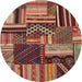 Sideview of Contemporary Saffron Red Patchwork Rug, con542