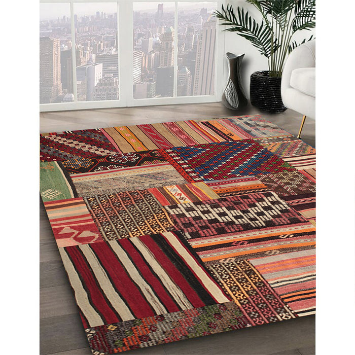 Machine Washable Contemporary Saffron Red Rug in a Family Room, wshcon542