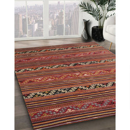 Contemporary Red Oriental Rug in Family Room, con543