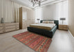 Machine Washable Contemporary Tomato Red Rug in a Bedroom, wshcon543