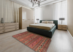 Contemporary Red Oriental Rug in a Bedroom, con543