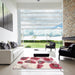 Square Contemporary Red Modern Rug in a Living Room, con545