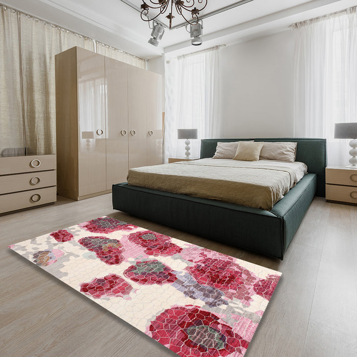 Contemporary Red Modern Rug in a Bedroom, con545