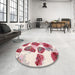 Round Contemporary Red Modern Rug in a Office, con545