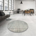 Round Contemporary Pale Silver Gray Modern Rug in a Office, con546