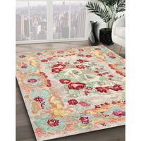 Contemporary Tan Brown Medallion Rug, con549