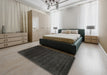 Contemporary Charcoal Black Modern Rug in a Bedroom, con54