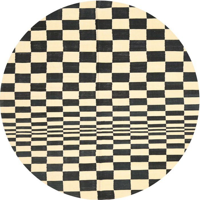 Sideview of Contemporary Khaki Gold Checkered Rug, con554