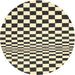 Sideview of Contemporary Khaki Gold Checkered Rug, con554